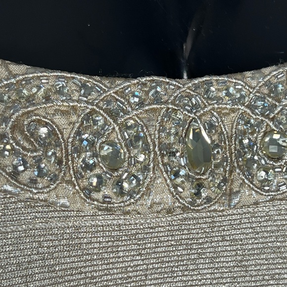 Carmen Marc Valvo Good Bandage Dress w/Rhinestones Sz M Rayon Nylon Blend Gold - Picture 5 of 12